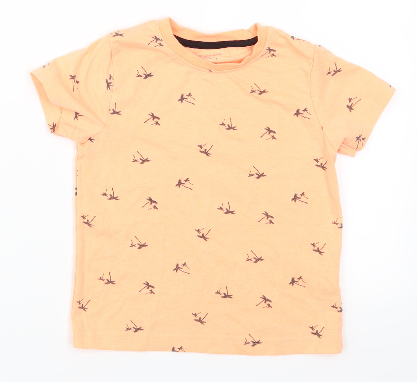 Primark Boys Orange   Basic T-Shirt Size 3-4 Years  - Palm Trees