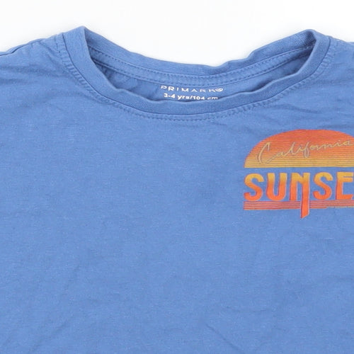Primark Boys Blue   Basic T-Shirt Size 3-4 Years  - California Sunset
