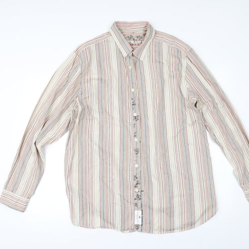Debenhams Mens Beige Striped   Button-Up Size L