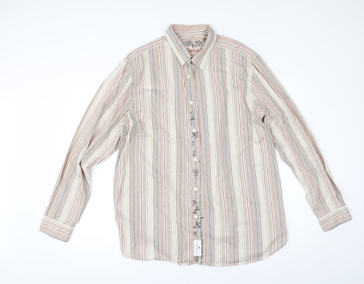 Debenhams Mens Beige Striped Button-Up Size L