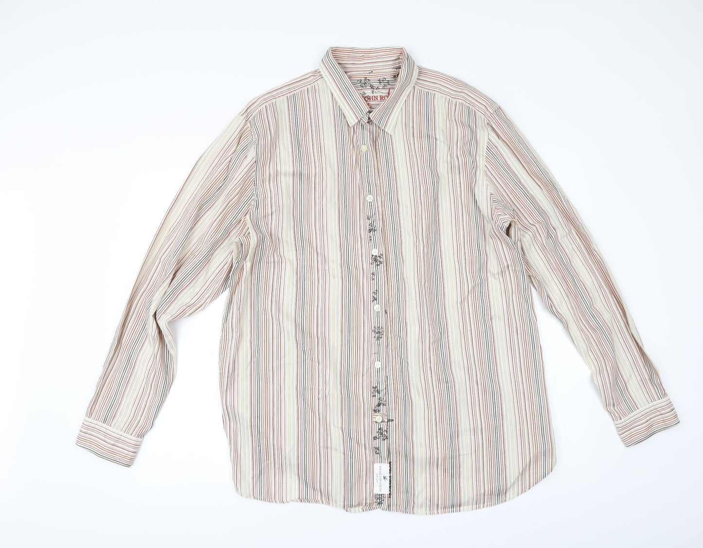 Debenhams Mens Beige Striped   Button-Up Size L