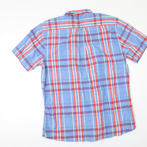 George Mens Blue Check   Button-Up Size L