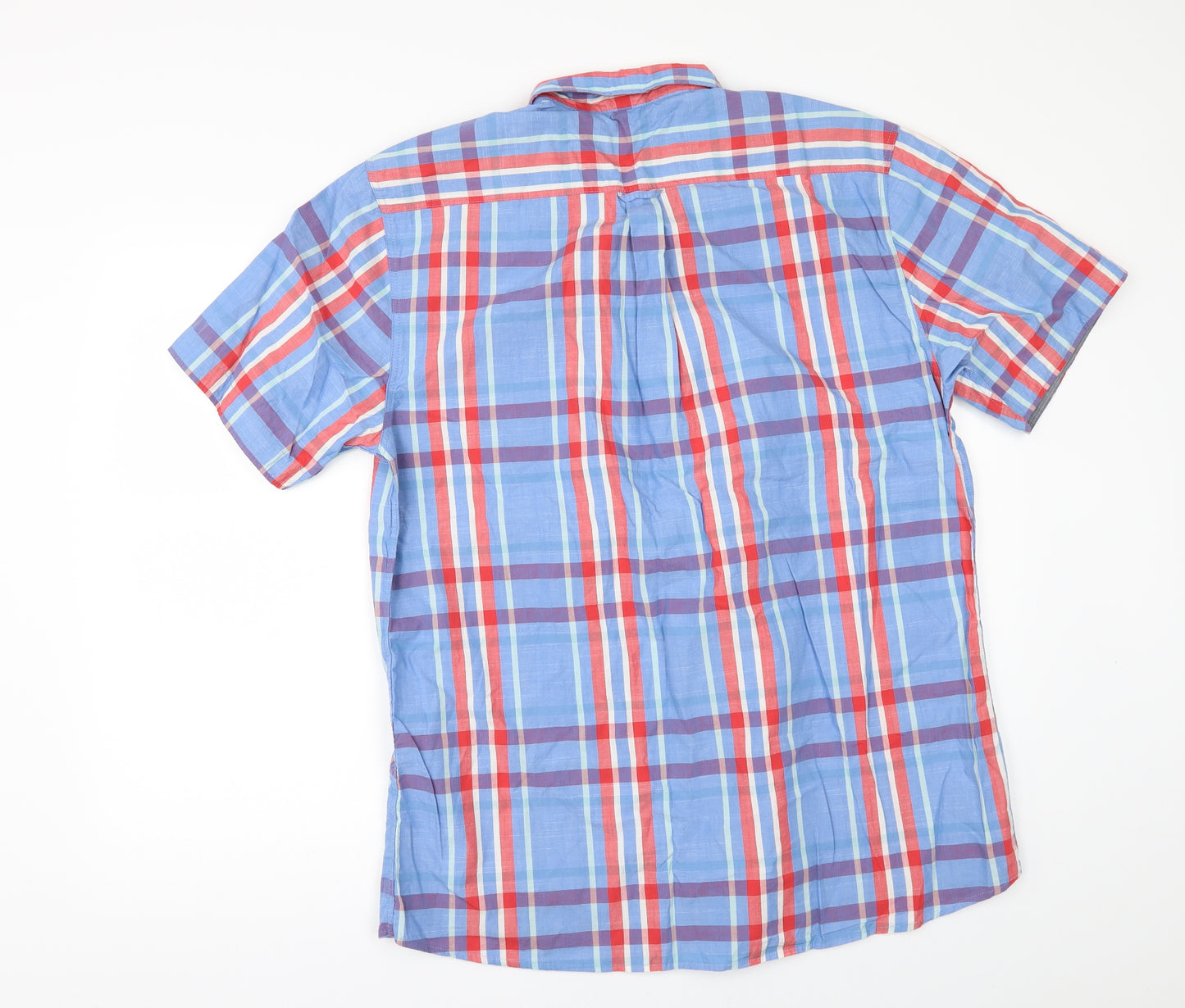 George Mens Blue Check   Button-Up Size L