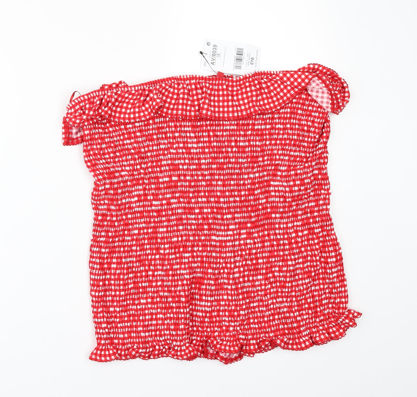 NEXT Womens Red Check  Basic Blouse Size 16