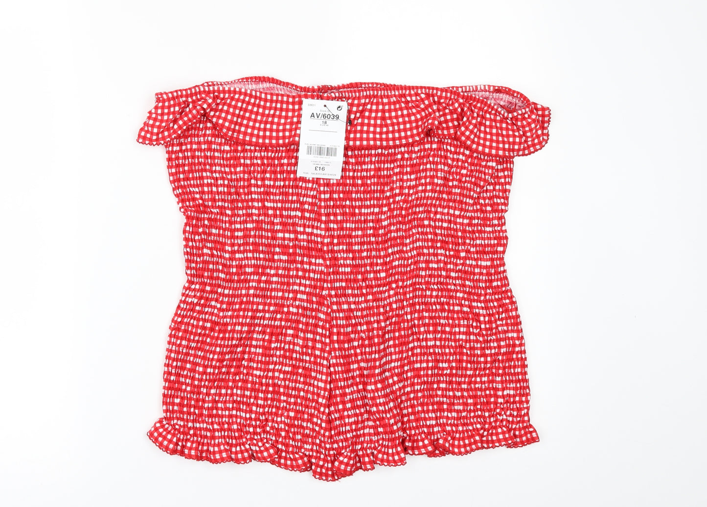 NEXT Womens Red Check  Basic Blouse Size 16