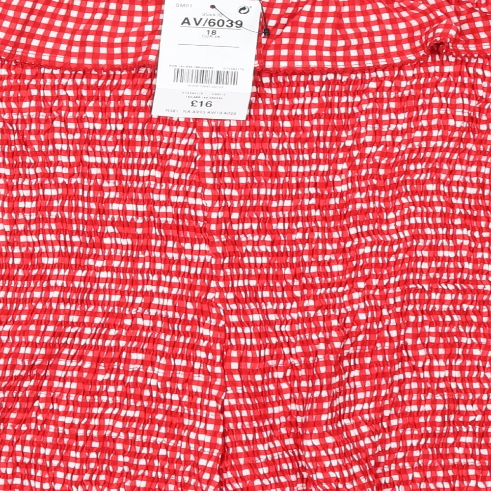 NEXT Womens Red Check  Basic Blouse Size 16