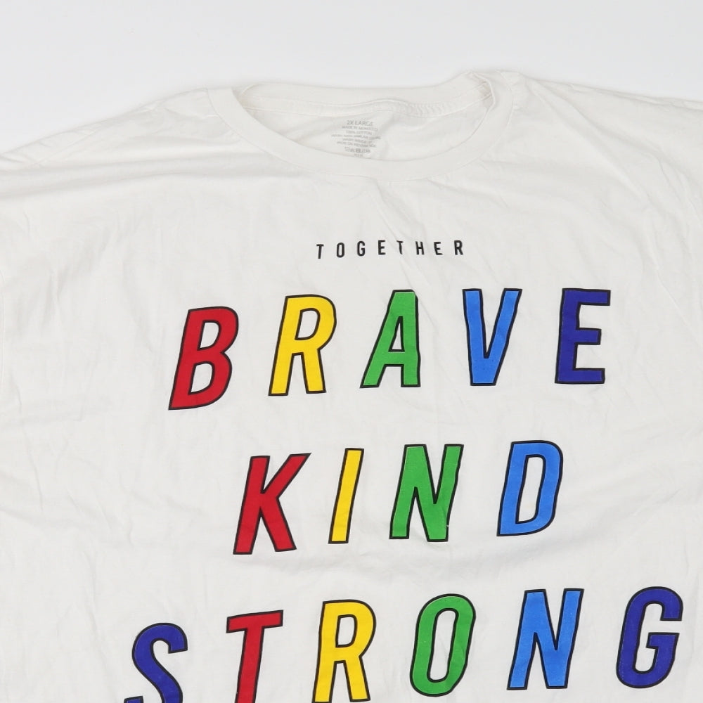 Preworn Mens White    T-Shirt Size 2XL  - brave kind strong