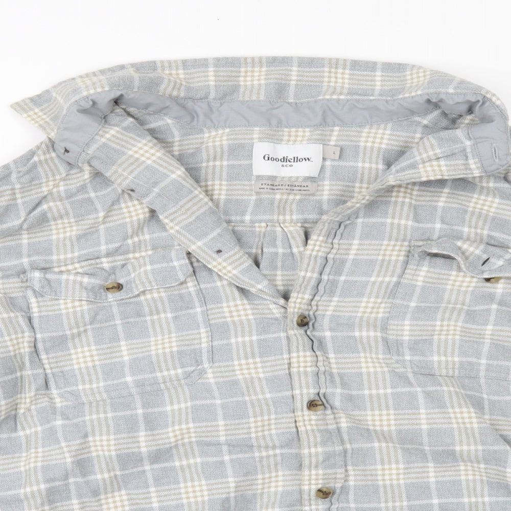 Goodfellows & co Mens Grey Check   Button-Up Size L