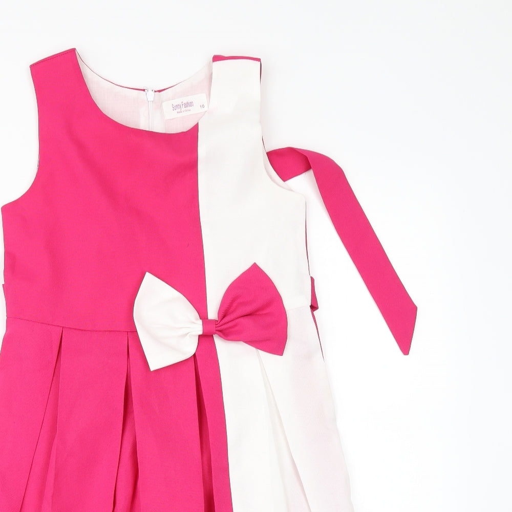 Sunny Fashion Girls Pink   Fit & Flare  Size 10 Years  - PLEATED