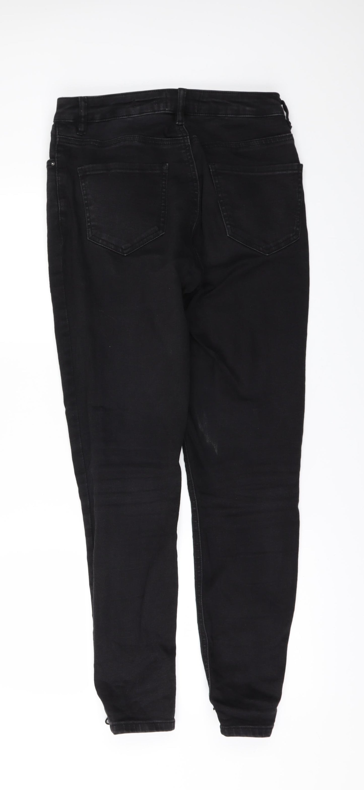 New Look Womens Black  Denim Skinny Jeans Size 10 L29 in - Ankle Grazer LACE UP LEGS