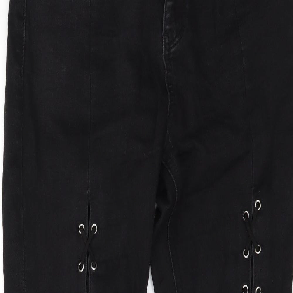 New Look Womens Black  Denim Skinny Jeans Size 10 L29 in - Ankle Grazer LACE UP LEGS