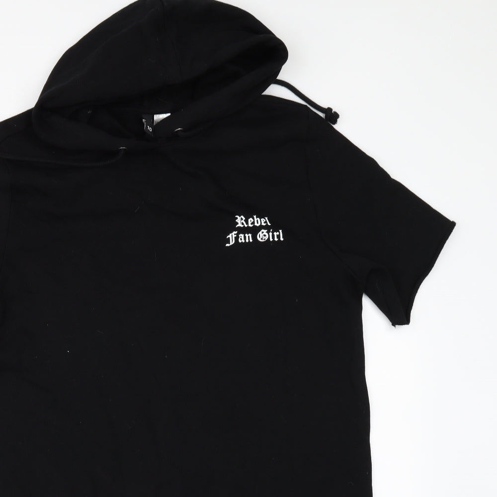 Divided by H&M Womens Black   Pullover Hoodie Size 10  - Rebel Fan Girl