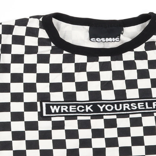Cosmic Womens Black Check  Basic T-Shirt Size M  - wreck yourself