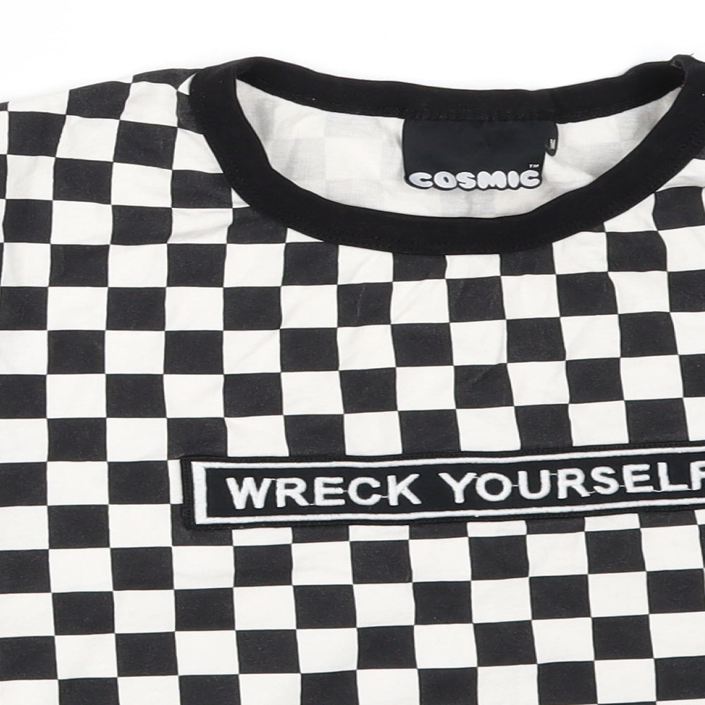 Cosmic Womens Black Check  Basic T-Shirt Size M  - wreck yourself