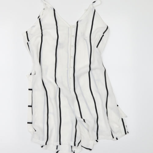 Preworn Womens White Striped  Playsuit One-Piece Size S
