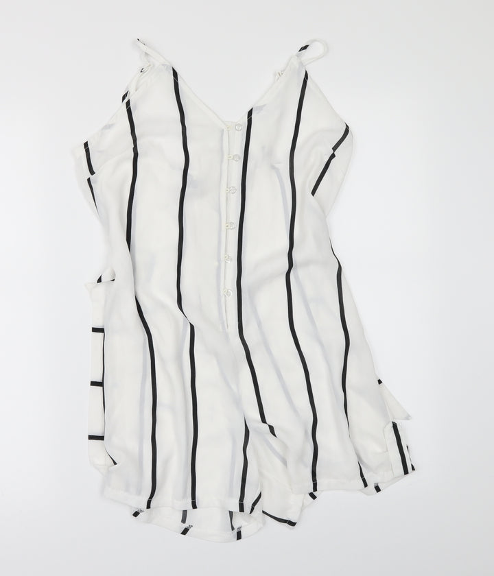 Preworn Womens White Striped  Playsuit One-Piece Size S