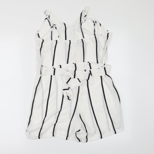 Preworn Womens White Striped  Playsuit One-Piece Size S