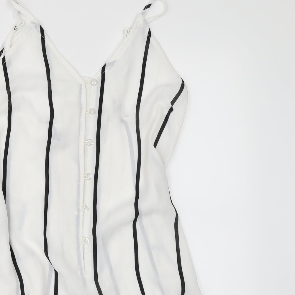 Preworn Womens White Striped  Playsuit One-Piece Size S