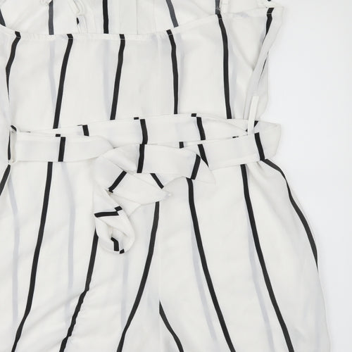 Preworn Womens White Striped  Playsuit One-Piece Size S