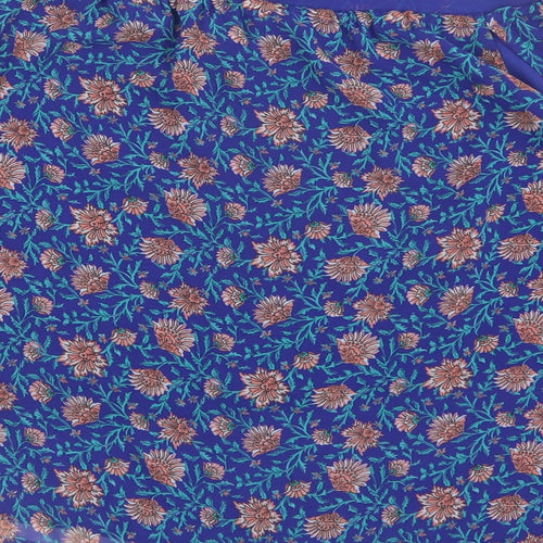 H&M Womens Blue Geometric Mesh Basic Blouse Size 10