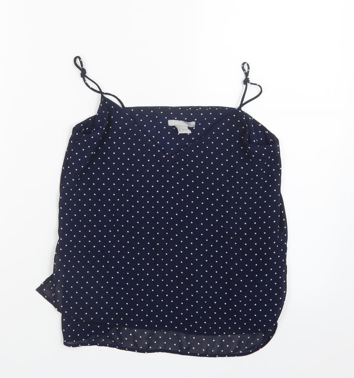 H&M Womens Blue Polka Dot Mesh Camisole T-Shirt Size 4