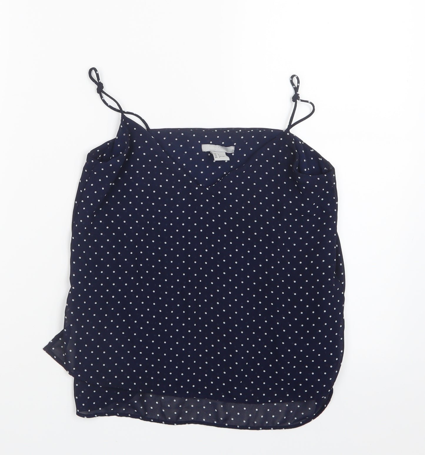H&M Womens Blue Polka Dot Mesh Camisole T-Shirt Size 4
