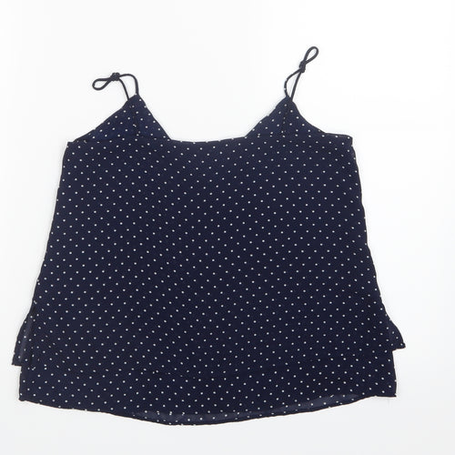 H&M Womens Blue Polka Dot Mesh Camisole T-Shirt Size 4