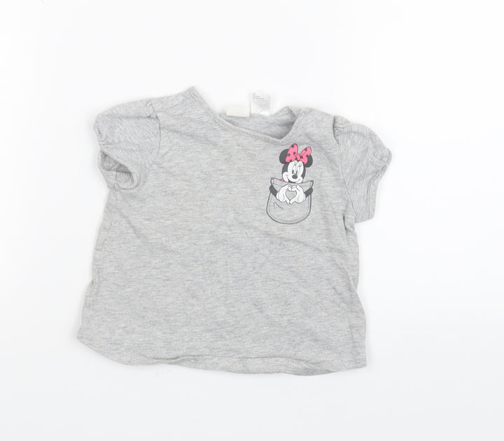 H&M Grey Basic T-Shirt Size 12 Months - Minnie Mouse