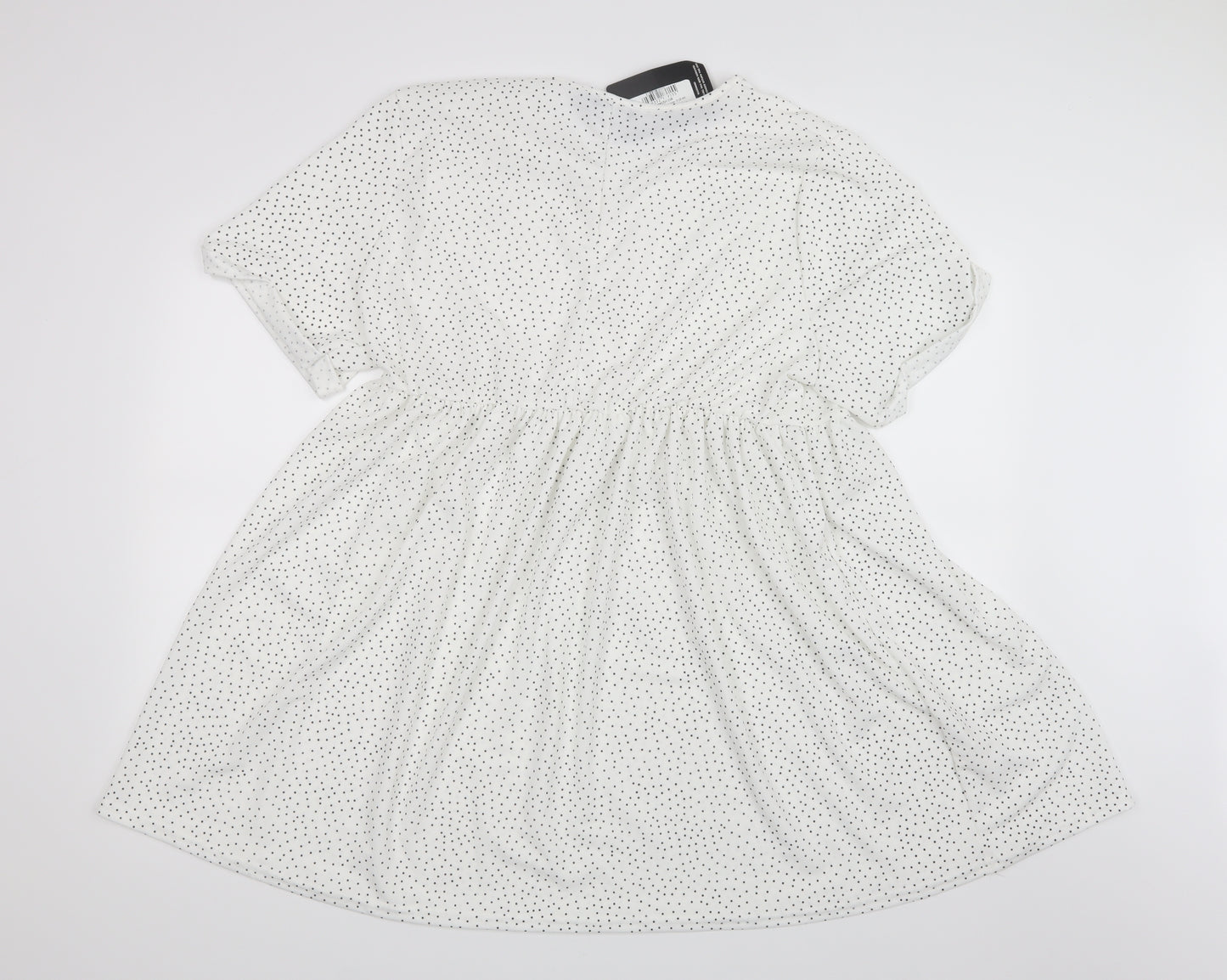 PRETTYLITTLETHING Womens White Polka Dot  Shirt Dress  Size 12
