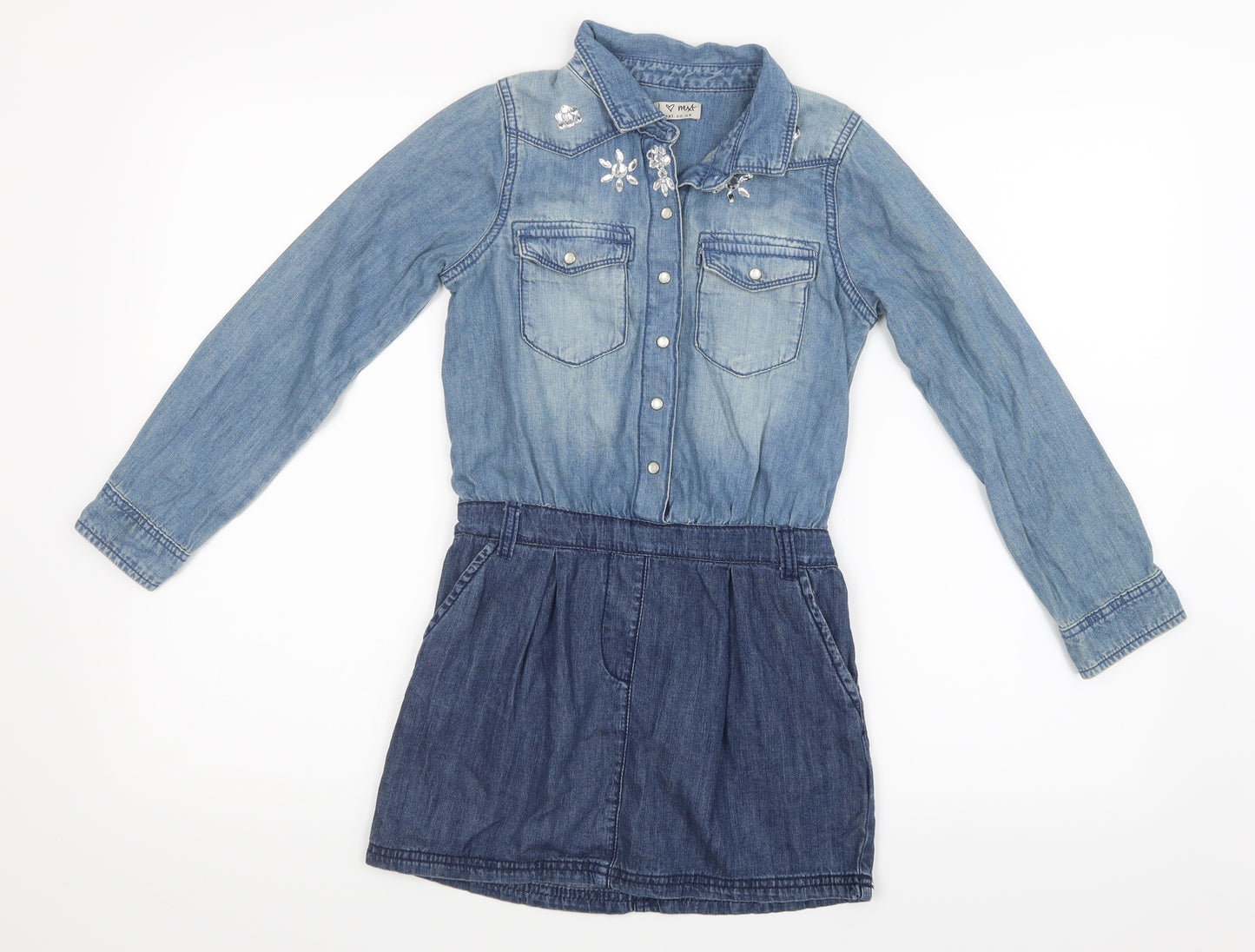 NEXT Girls Blue  Denim Shirt Dress  Size 8 Years