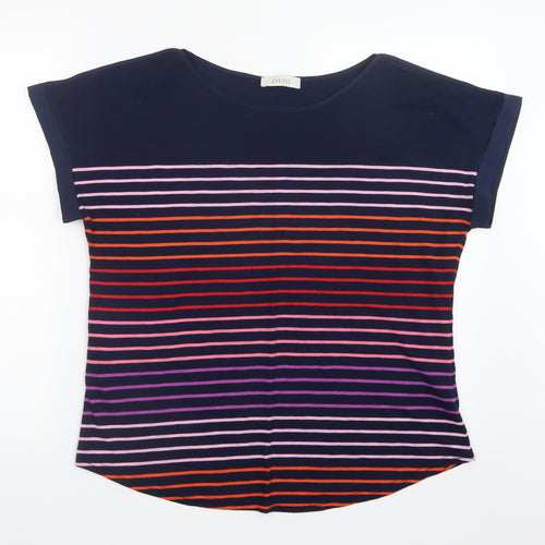 Oasis Womens Blue Striped  Basic T-Shirt Size L