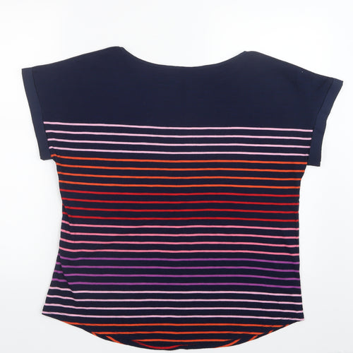 Oasis Womens Blue Striped  Basic T-Shirt Size L