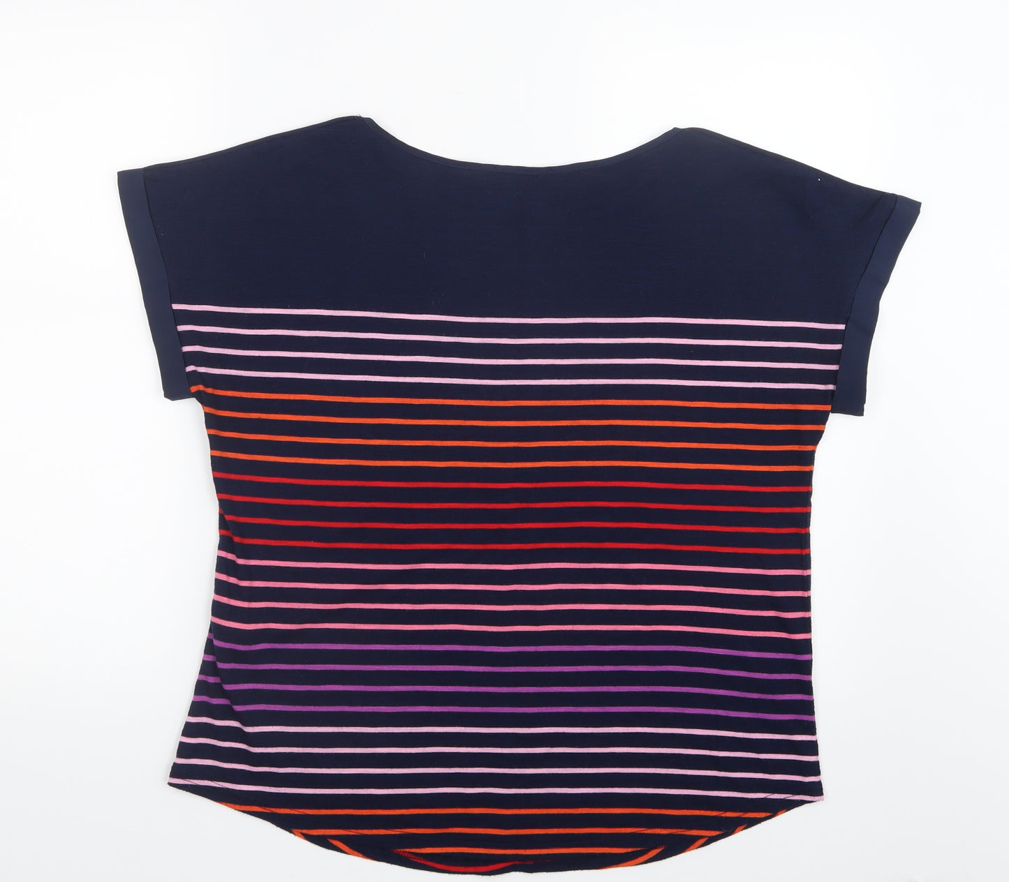 Oasis Womens Blue Striped  Basic T-Shirt Size L