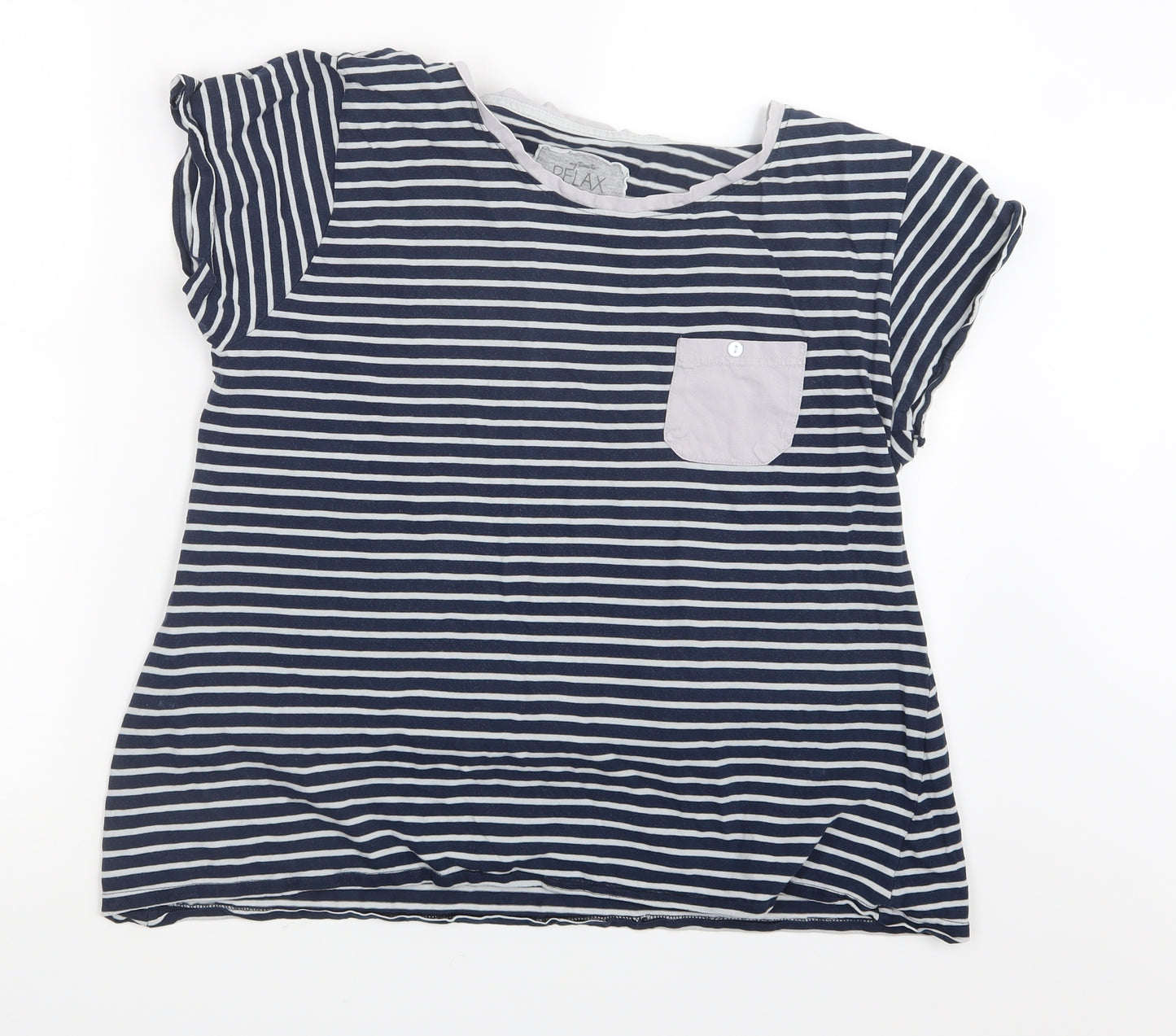 Peacocks Womens Blue Striped  Top Pyjama Top Size 18