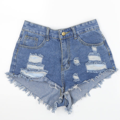 Preworn Womens Blue  Denim Hot Pants Shorts Size 25 in