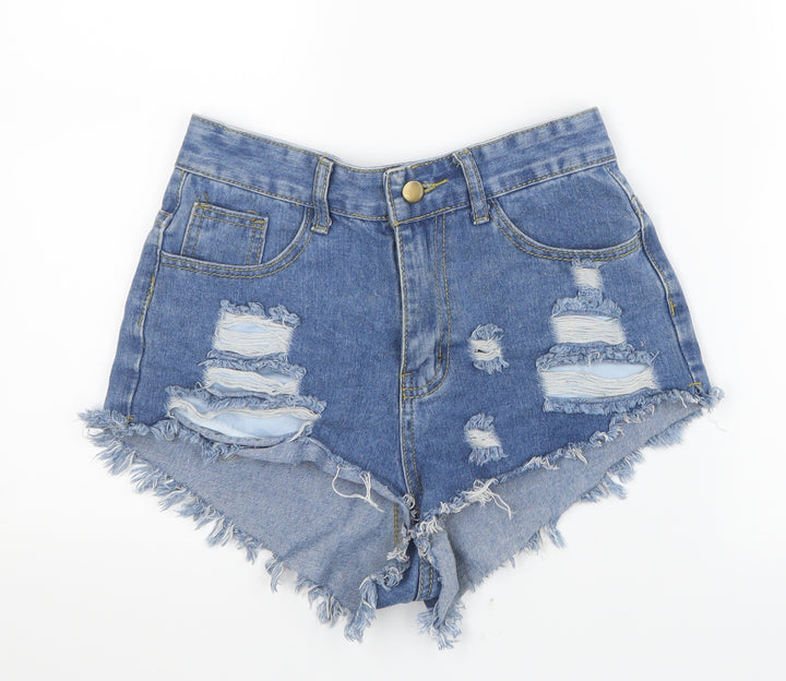 Preworn Womens Blue Denim Hot Pants Shorts Size 25 in