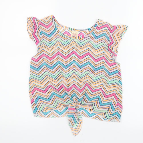 Faded Glory Girls Pink Geometric Mesh Basic T-Shirt Size 10-11 Years
