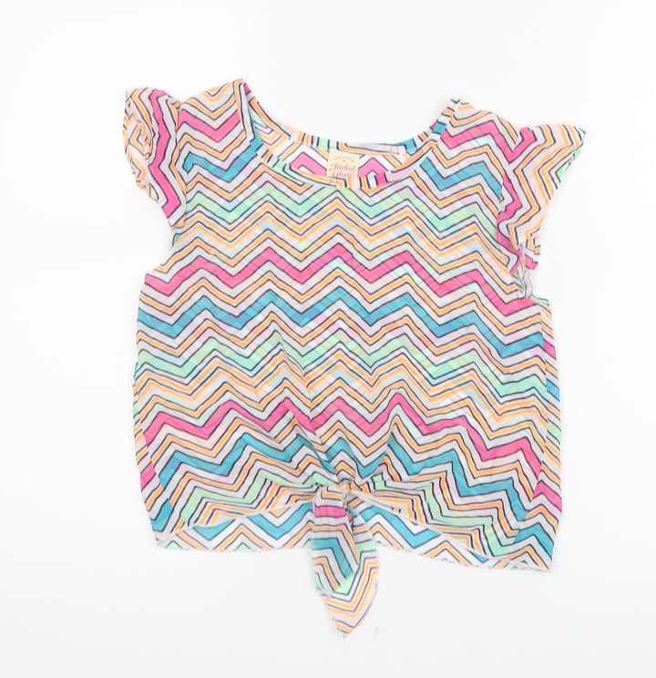 Faded Glory Girls Pink Geometric Mesh Basic T-Shirt Size 10-11 Years