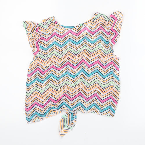 Faded Glory Girls Pink Geometric Mesh Basic T-Shirt Size 10-11 Years