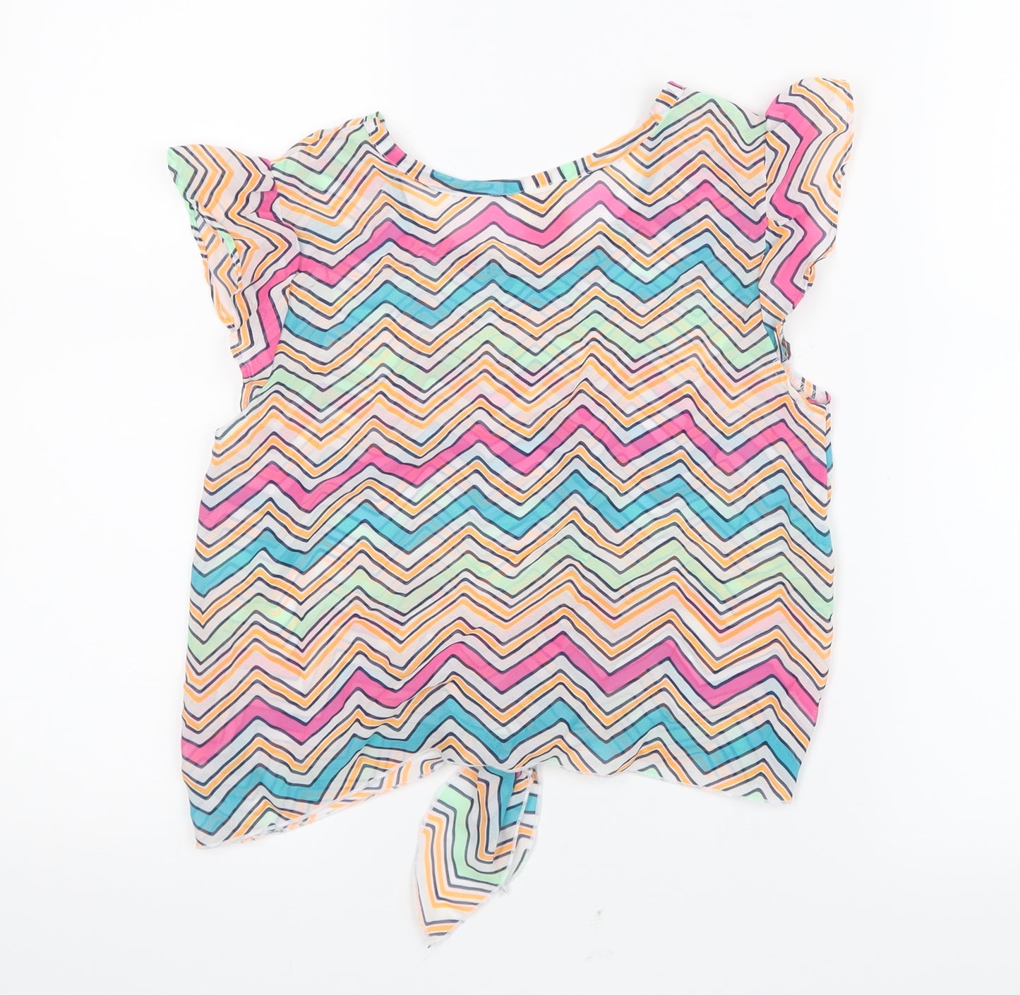 Faded Glory Girls Pink Geometric Mesh Basic T-Shirt Size 10-11 Years