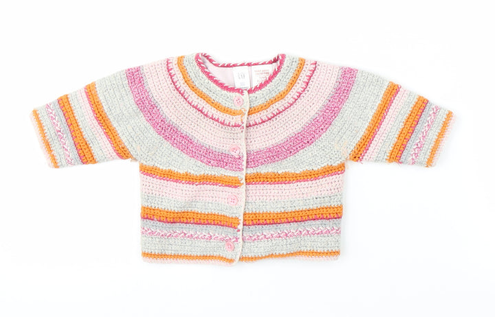 Gap Girls Multicoloured Striped Cardigan Jumper Size 3-6 Months