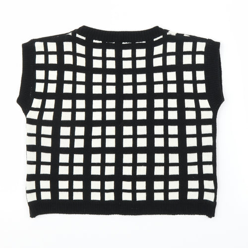 Boohoo Womens Black Check  Vest Jumper Size M