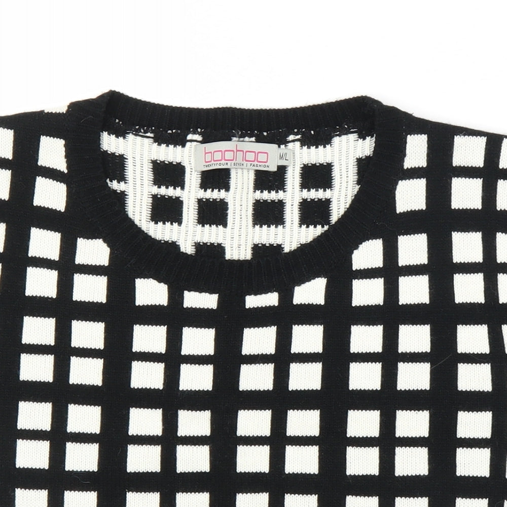 Boohoo Womens Black Check  Vest Jumper Size M