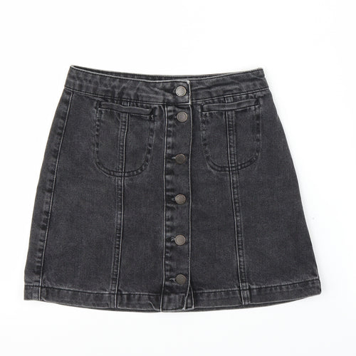 Topshop Womens Black  Denim A-Line Skirt Size S