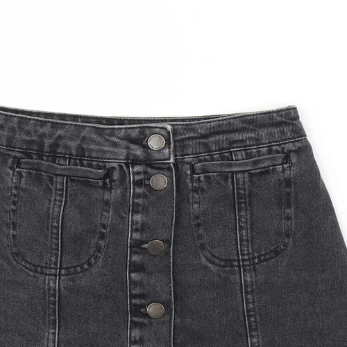 Topshop Womens Black  Denim A-Line Skirt Size S