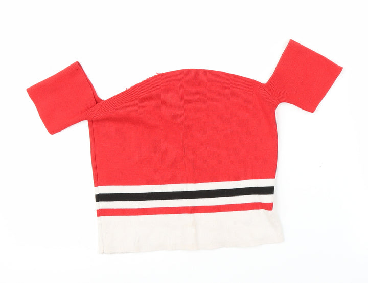H&M Girls Red Striped  Pullover Jumper Size M  - Cropped