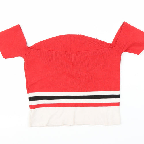 H&M Girls Red Striped  Pullover Jumper Size M  - Cropped