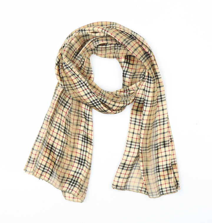 Preworn Unisex Beige Plaid  Scarf  One Size
