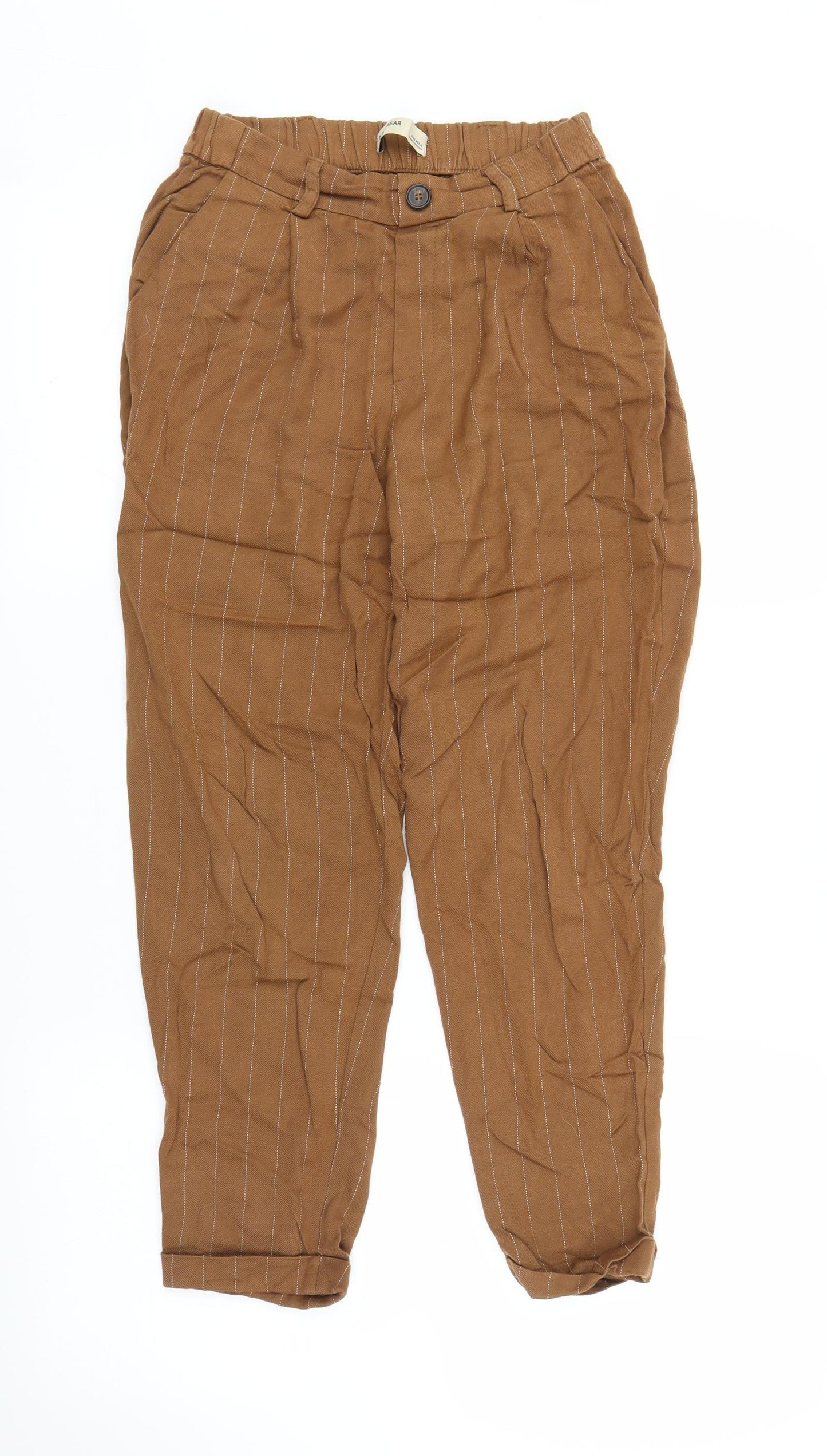 Pull and Bear Womens Brown Striped  Bloomer Trousers Size S L23 in
