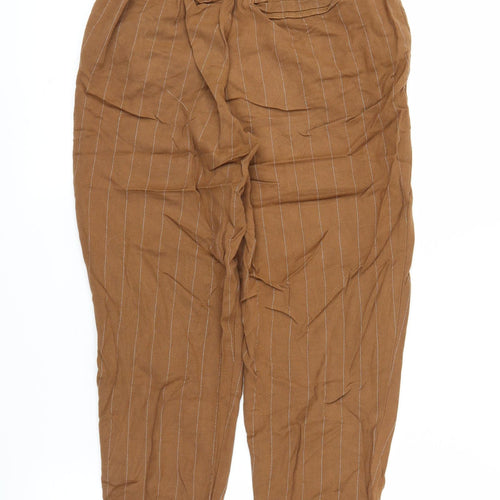 Pull and Bear Womens Brown Striped  Bloomer Trousers Size S L23 in